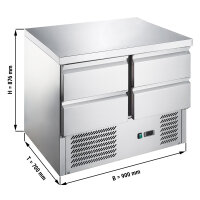 Saladette / Kühltisch ECO - 0,9 x 0,7 m - mit 4 Schubladen 1/2
