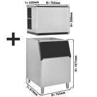 Eiswürfelbereiter - Würfel -  212 kg / 24 h - inkl. Eisvorratsbehälter