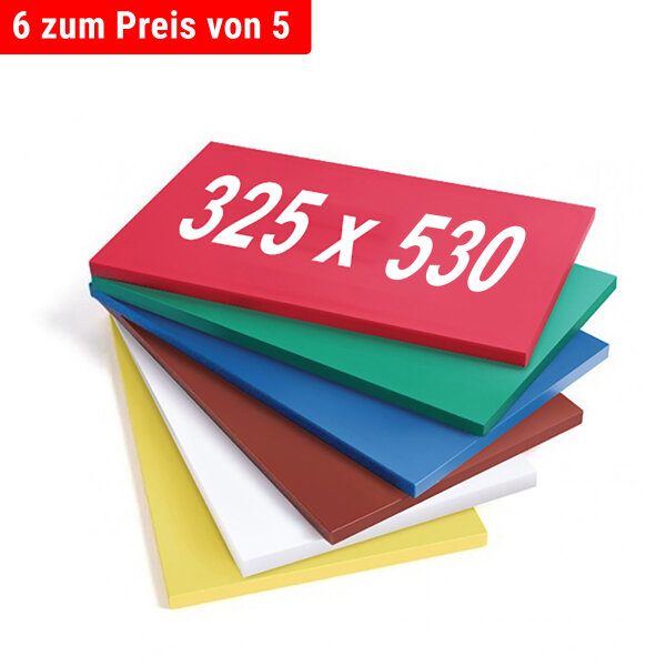 (6 Stück) Schneidebrett-Set - 53 x 32,5 cm - Dicke 2 cm - Multifarbend