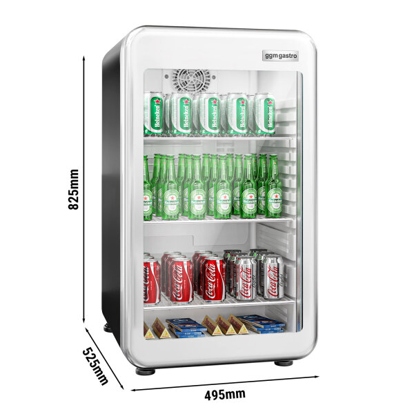 Minibarkühlschrank - 113 Liter - mit 1 Glastür - Schwarz/ Silber