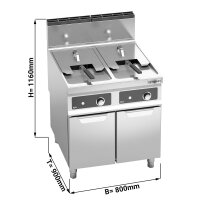 Gas Doppelfritteuse - 18 + 18 Liter (28 kW) -...