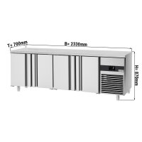 Kühltisch PREMIUM - 2,3 x 0,7 m - mit 4 Türen