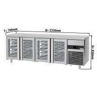 Kühltisch PREMIUM - 2,3 x 0,7 m - mit 4 Glastüren