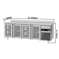 Kühltisch PREMIUM - 2,3 x 0,7 m - mit 4 Glastüren