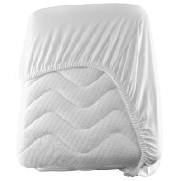 (15 Stück) Jersey Spannbettlaken - 100 x 200 cm - Weiß/ Weiß