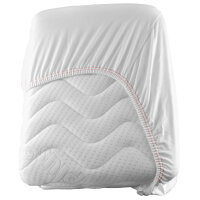 (10 Stück) Jersey Spannbettlaken - 200 x 200 cm - Weiß/ Rot
