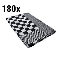 (180 Stück) Abwaschtuch aus Baumwolle - 65 x 65 cm - Schwarz / Weiß kariert