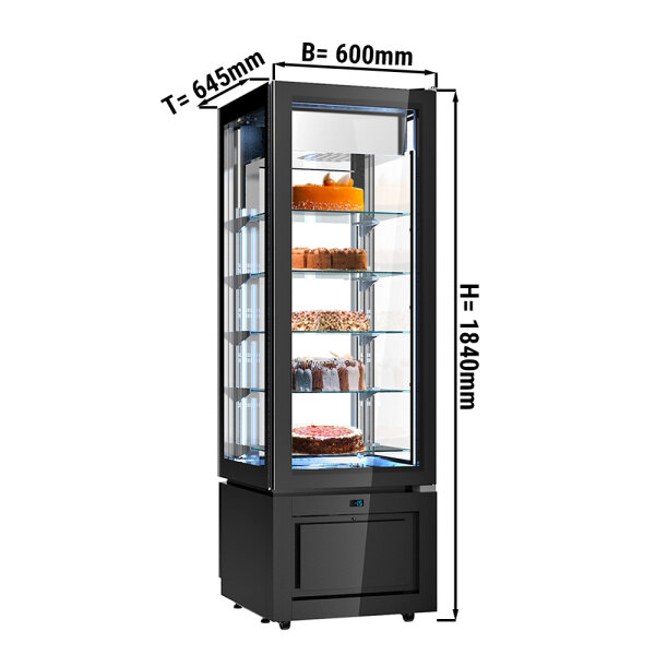 Panoramatiefkühlvitrine - 324 Liter - mit 5 Glasablagen - Schwarz