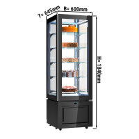Panoramakühlvitrine - 324 Liter - mit 5 Glasablagen - Schwarz