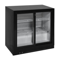 Barkühltisch - 0,9 m - 220 Liter - mit 2 Schiebetüren & 2 Ablagen - Schwarz