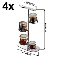(4 Stück) Marmeladen Etagere / Buffetständer - mit 4 Ablagen - Höhe: 23 cm