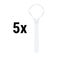 (5 Stück) Krawatte - 148 x 6,5 cm - Weiß