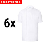 (6 Stück) Karlowsky - Kurzarm Überwurf-Kochhemd - Weiß - Größe: XL