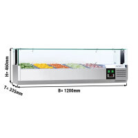Kühl-Aufsatzvitrine PREMIUM - 1,2 x 0,34 m - für 5x 1/4 GN-Behälter