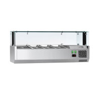 Kühl-Aufsatzvitrine ECO - 1,2 x 0,4 m - für 3x 1/3 + 1x 1/2 GN-Behälter