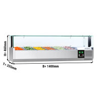 Kühl-Aufsatzvitrine PREMIUM - 1,4 x 0,34 m - für 6x 1/4 GN-Behälter