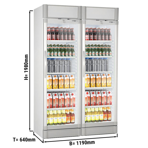 (2 Stück) Getränkekühlschrank - 649 Liter (Gesamt) - weiß/grau
