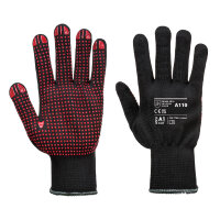 (10 Paar) PVC Noppen Handschuh - Schwarz/ Rot - Größe: L