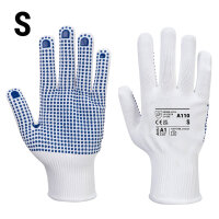 (10 Paar) PVC Noppen Handschuh - Weiß/ Blau -...