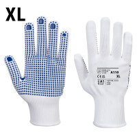 (10 Paar) PVC Noppen Handschuh - Weiß/ Blau -...