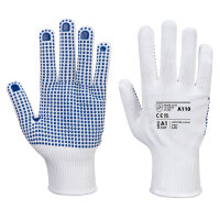 (10 Paar) PVC Noppen Handschuh - Weiß/ Blau - Größe: L