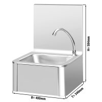 Handwaschbecken 40 x 34 cm - mit Mischbatterie (Kalt- & Warmwasseranschluss)