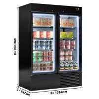 Tiefkühlschrank - 1310 Liter - mit 2 Türen - Schwarz