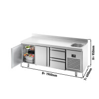 Kühltisch PREMIUM PLUS - 1960x600mm - 1 Becken, 2...