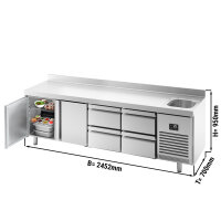 Kühltisch PREMIUM PLUS - 2452x700mm - 1 Becken, 2...