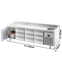 Kühltisch PREMIUM PLUS - 2452x700mm - 1 Becken, 1...