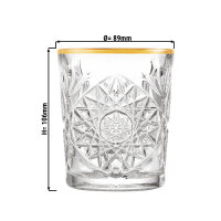 (12 Stück) HOBSTAR - Allzweck Trinkglas mit Goldrand - 35,5 cl - Transparent