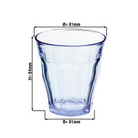 (12 Stück) PICARDIE - Duralex Allzweck Trinkglas - 22 cl - Blau-Transparent