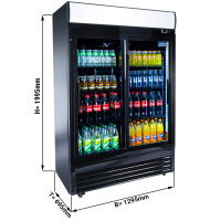 Getränkekühlschrank Schwarz - 880 Liter - mit 2 Glasschiebetüren