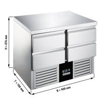 Saladette / Kühltisch PREMIUM - 0,9 x 0,7 m - mit 4 Schubladen