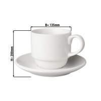 (12 Stück) BUDGETLINE - Kaffeetassen + Untertassen Mammoet - 20 cl - Weiß