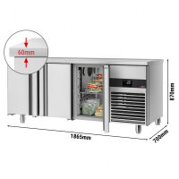 Kühltisch PREMIUM - 1,86 x 0,7 m - mit 3 Türen